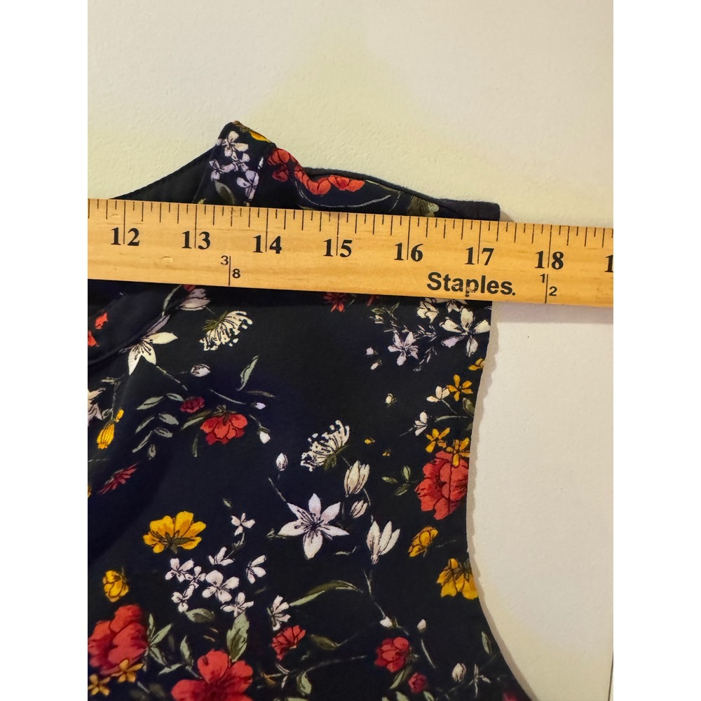 Papermoon‎ Floral Tank Top Womens 3X Navy Blue Sleeveless Split V-Neck PTX4160-F - Picture 6 of 9